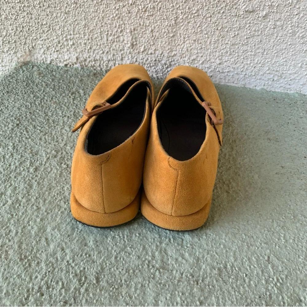 Camper Fidelia Mustard Yellow Suede Mary Jane Flats size 38